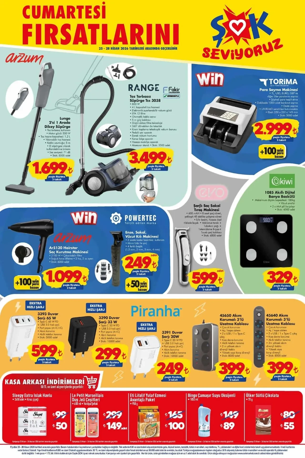 ŞOK 25 -28 Nisan aktüel kataloğu 2026! Dikey süpürge, saç kurutma makinesi, merdiven ve organizer set geliyor