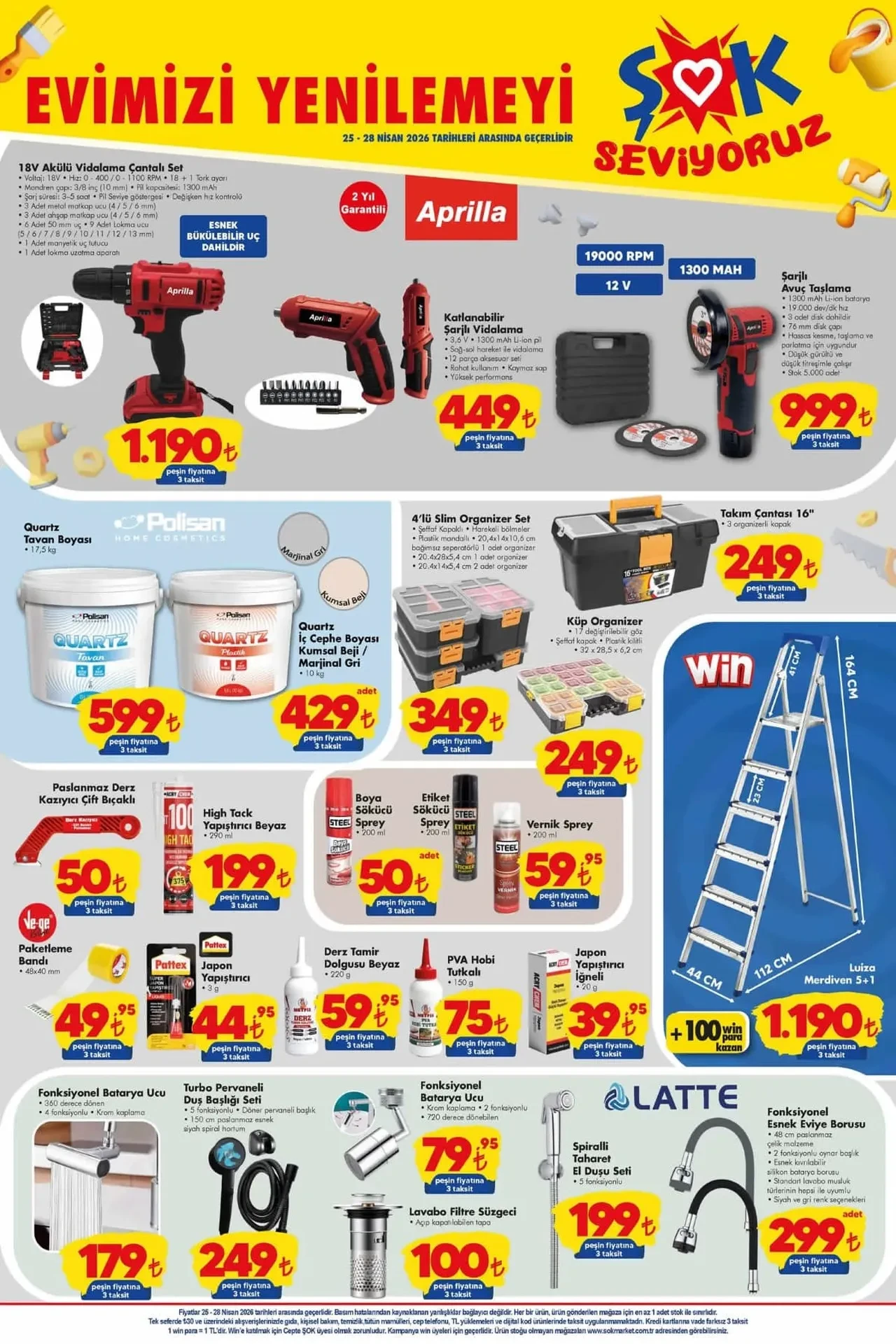 ŞOK 25 -28 Nisan aktüel kataloğu 2026! Dikey süpürge, saç kurutma makinesi, merdiven ve organizer set geliyor