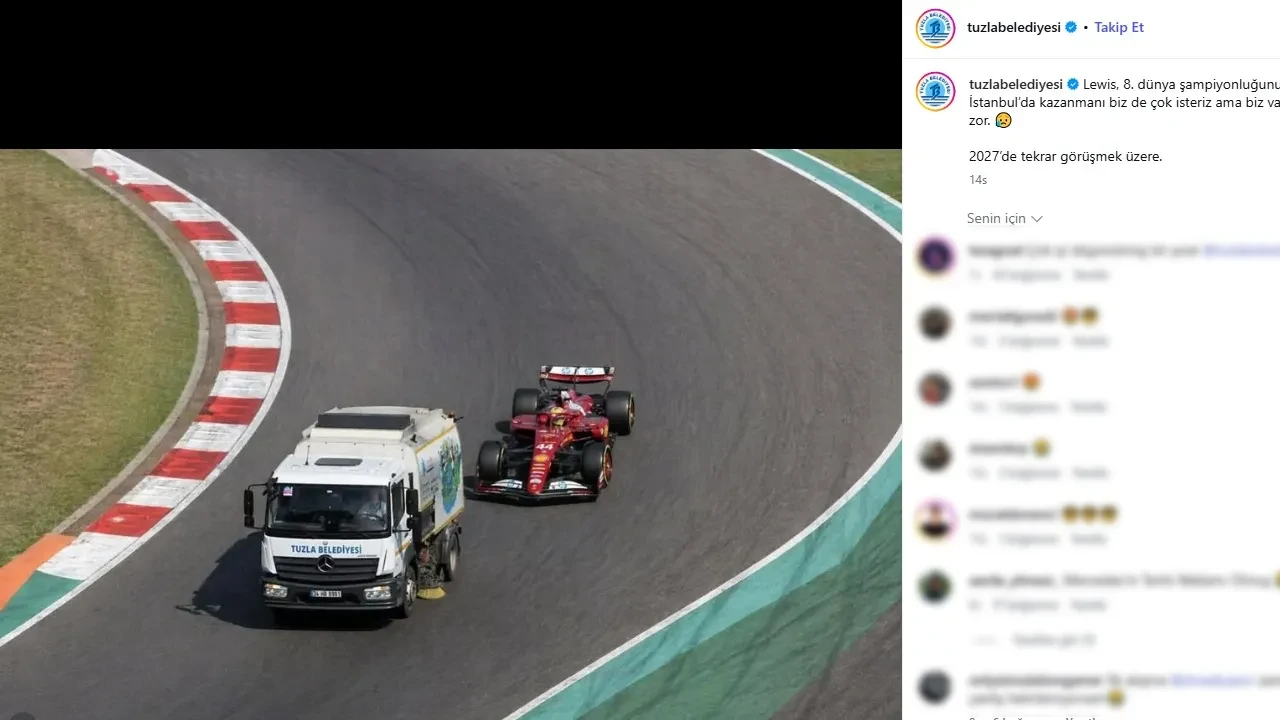 Tuzla Belediyesi'nden ilginç Formula 1 paylaşımı! Görselin açıklaması herkesi güldürdü