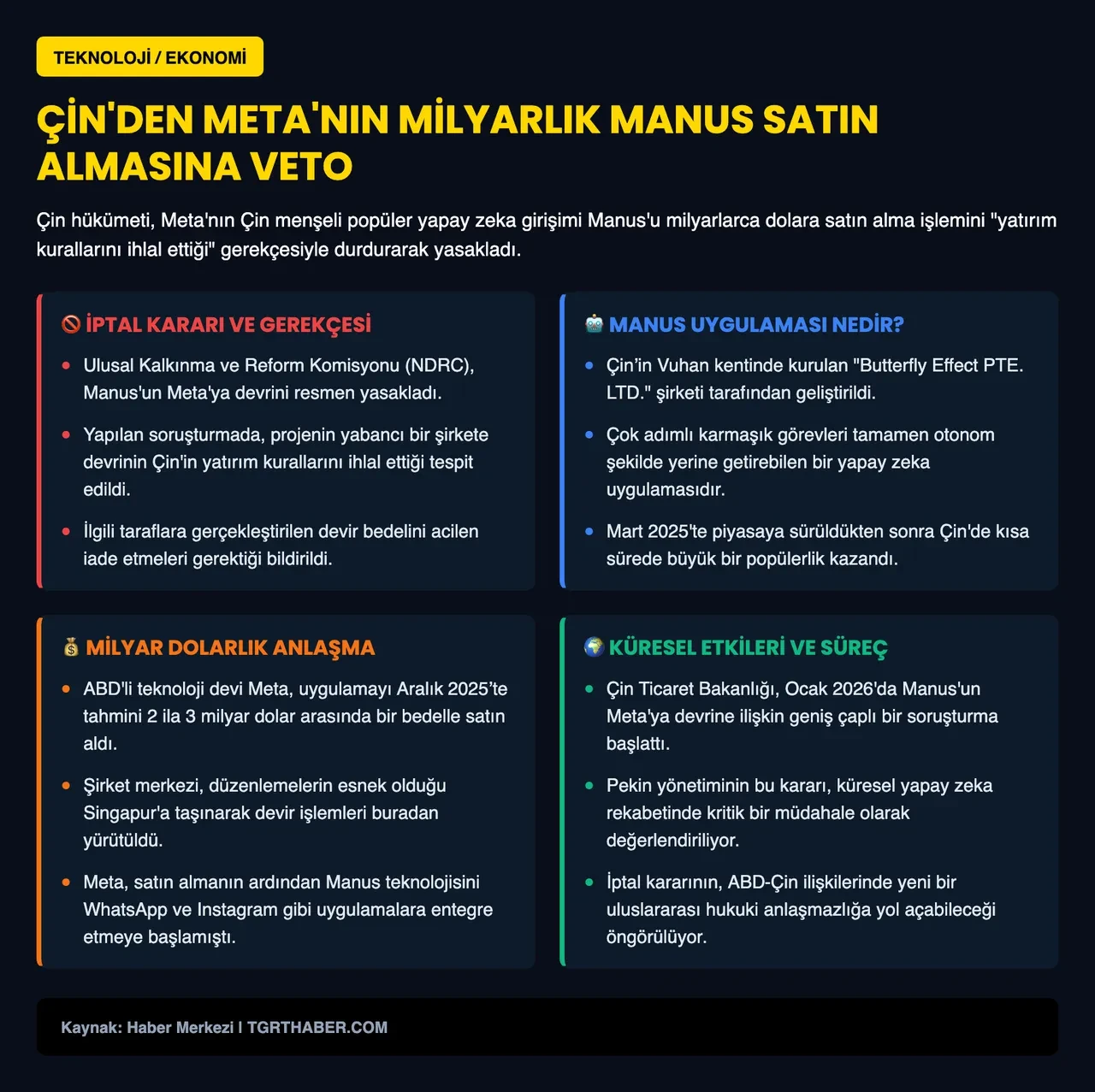 Çinli yapay zeka Manus'un Meta'ya satılmasına devlet müdahalesi