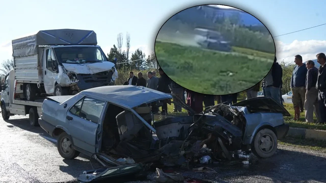 Kamyonun çarptığı Tofaş ikiye bölündü! Feci kazanın görüntüsü ortaya çıktı