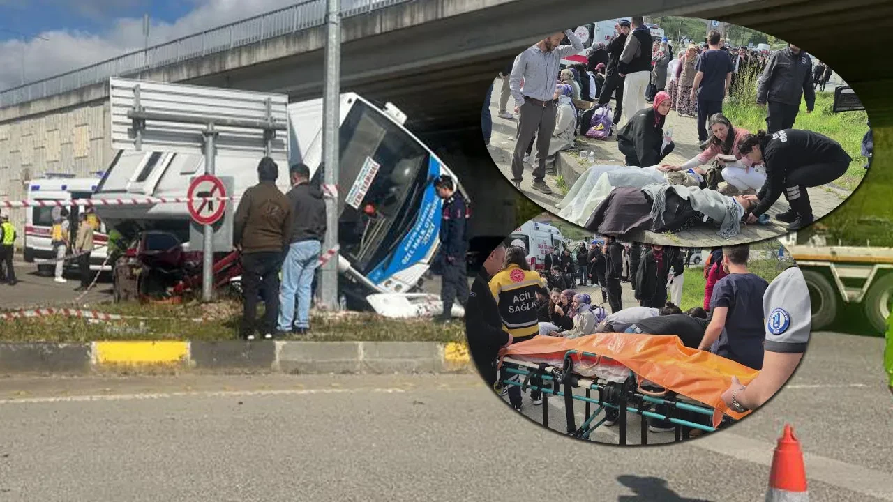 Bartın'da can pazarı! Halk otobüsü otomobilin üzerine devrildi: Onlarca yaralı var