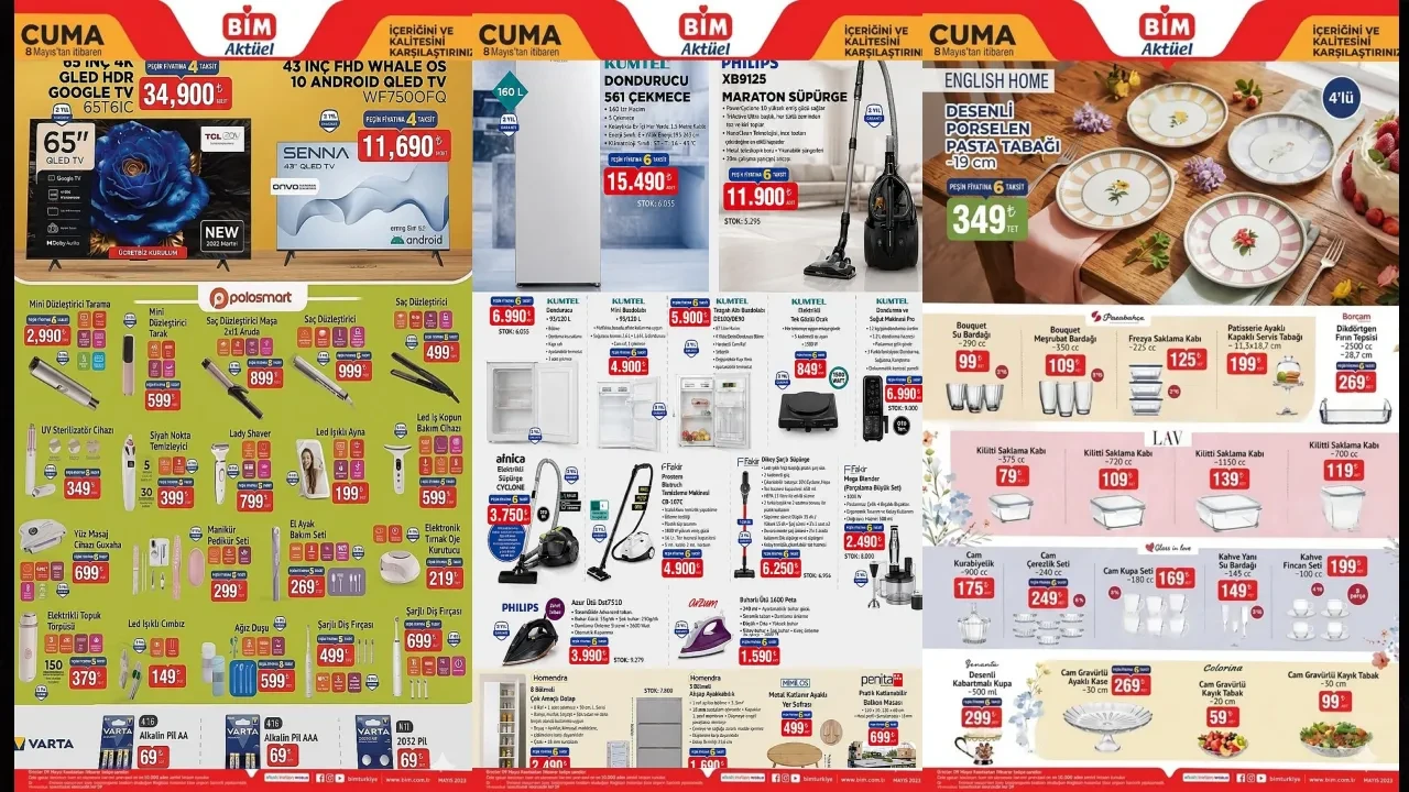 BİM 1-8 Mayıs Aktüel Ürünler Kataloğu 2026! Dondurucu, buzdolabı, ocak, süpürge, yer sofrası ve ayakkabılık geliyor