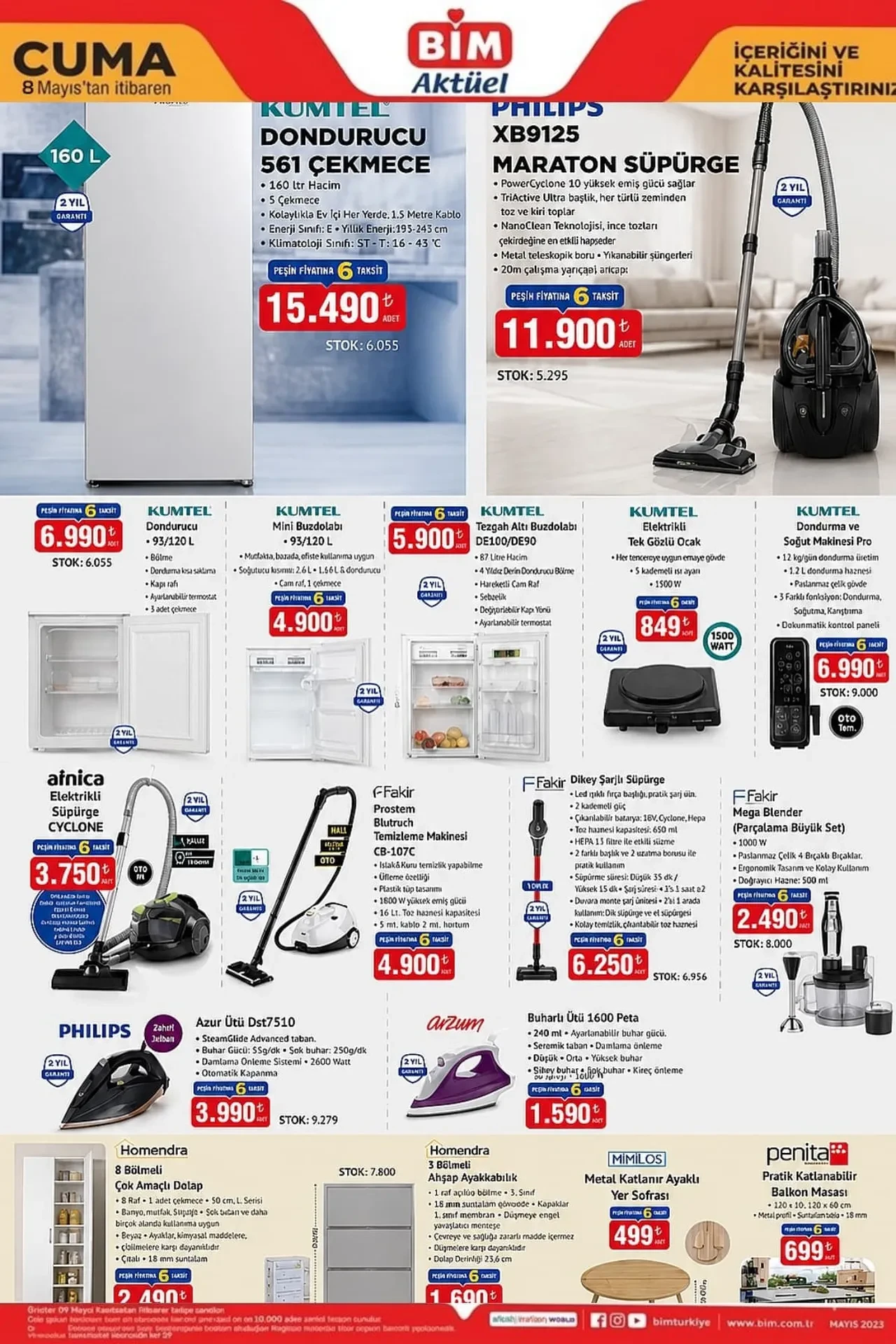 BİM 1-8 Mayıs Aktüel Ürünler Kataloğu 2026! Dondurucu, buzdolabı, ocak, süpürge, yer sofrası ve ayakkabılık geliyor