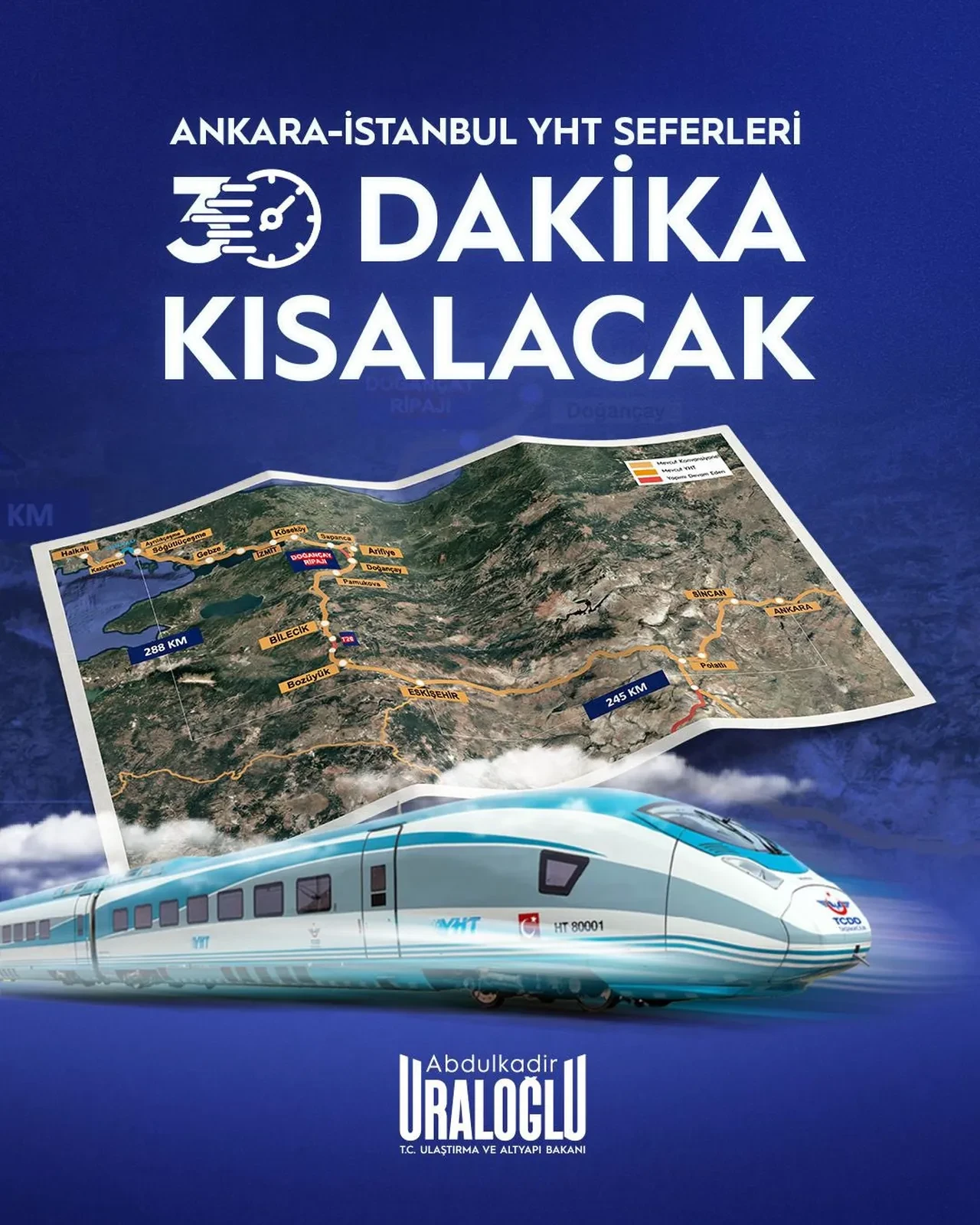 Bakan Uraloğlu müjdeyi duyurdu: Ankara-İstanbul arası YHT seferleri 30 dakika kısalacak