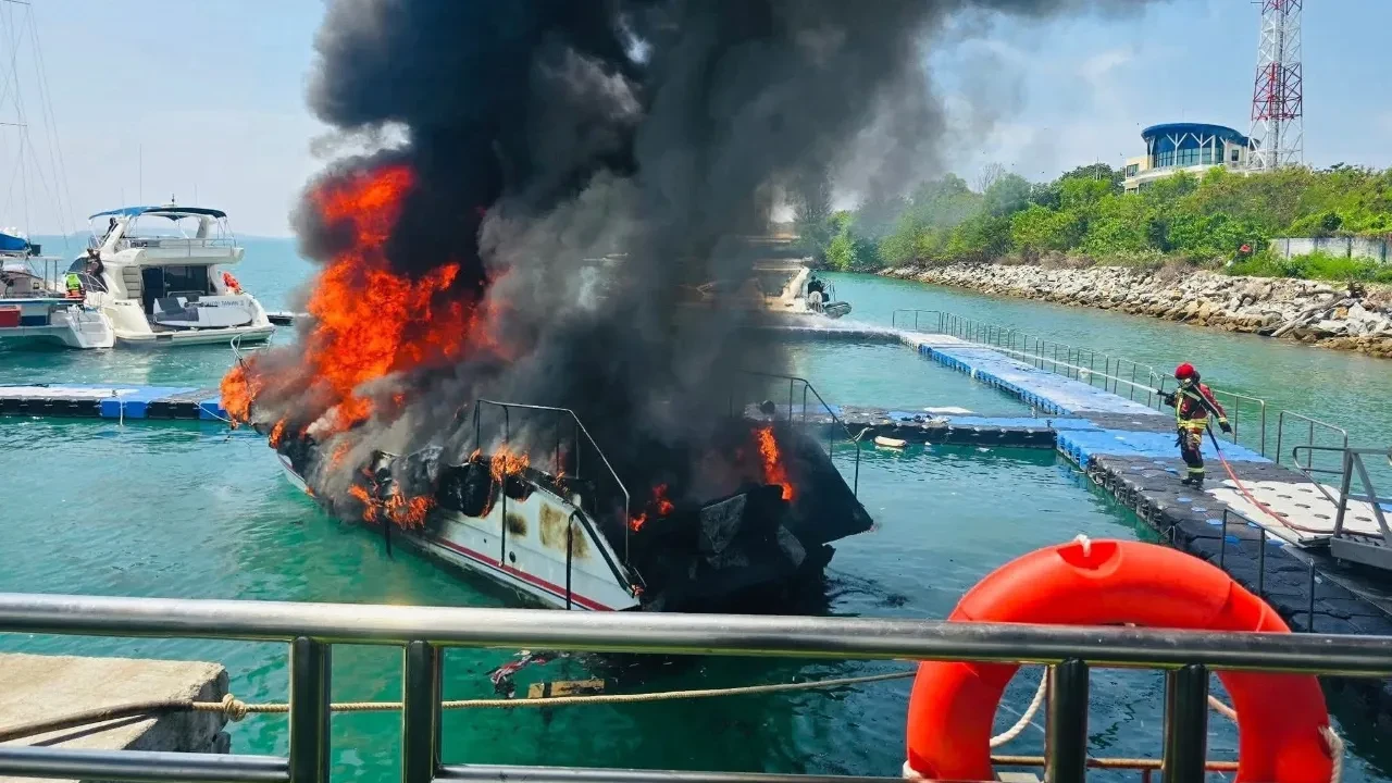 İskeledeki tekne böyle patladı! Taylan'da korkunç olay