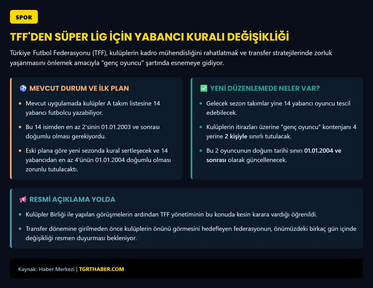 Süper Lig'de yabancı kuralı değişiyor: Kulüpler istedi, TFF kararını verdi!