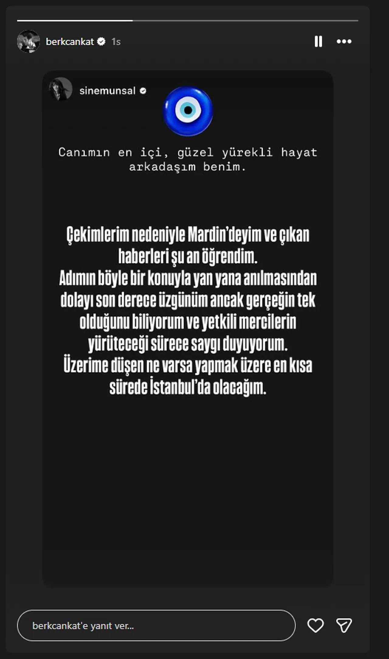 Berk Cankat'tan hakkında gözaltı kararı verilen Sinem Ünsal'a destek