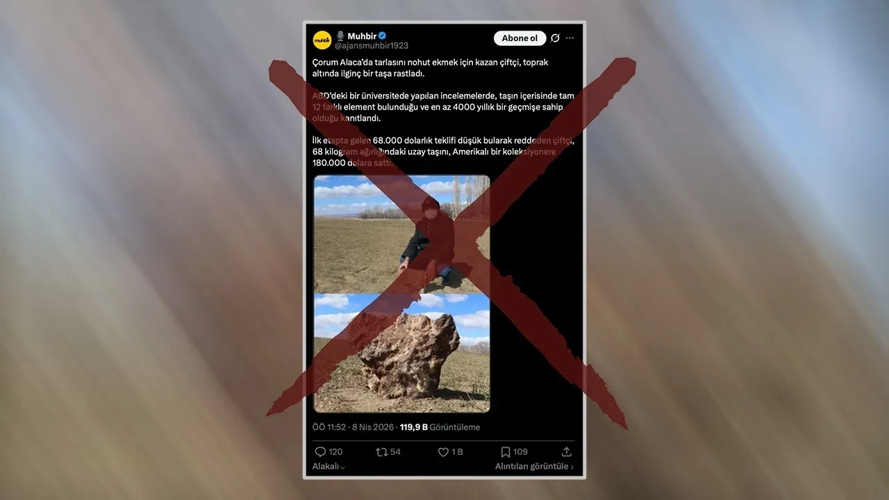 Çorum'da bulunan gök taşının 180 bin dolara satıldığına ilişkin haberlere yalanlama