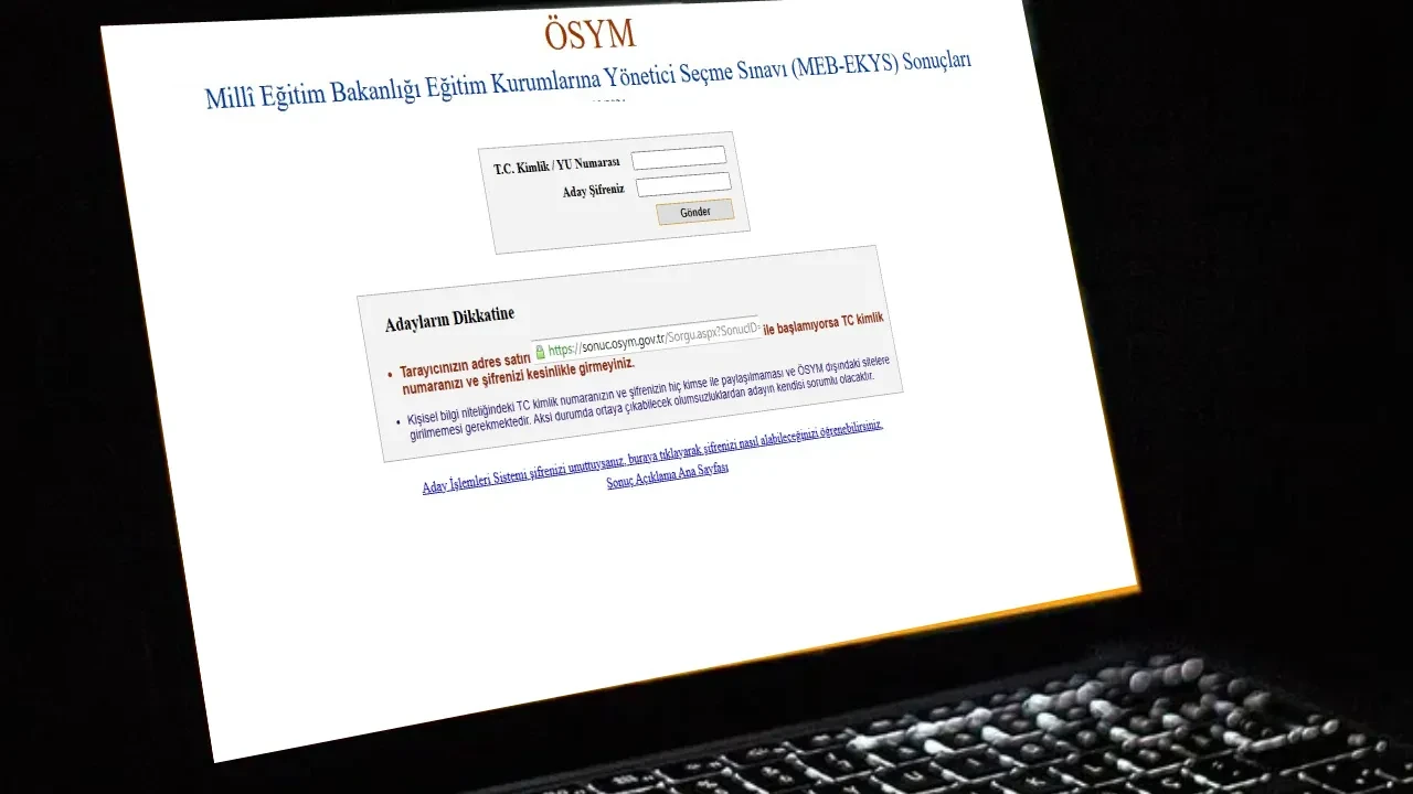 MEB EKYS sonuç sorgulama ekranı 2026! EKYS sınav sonuçları sonuc.osym.gov.tr açıklandı mı?