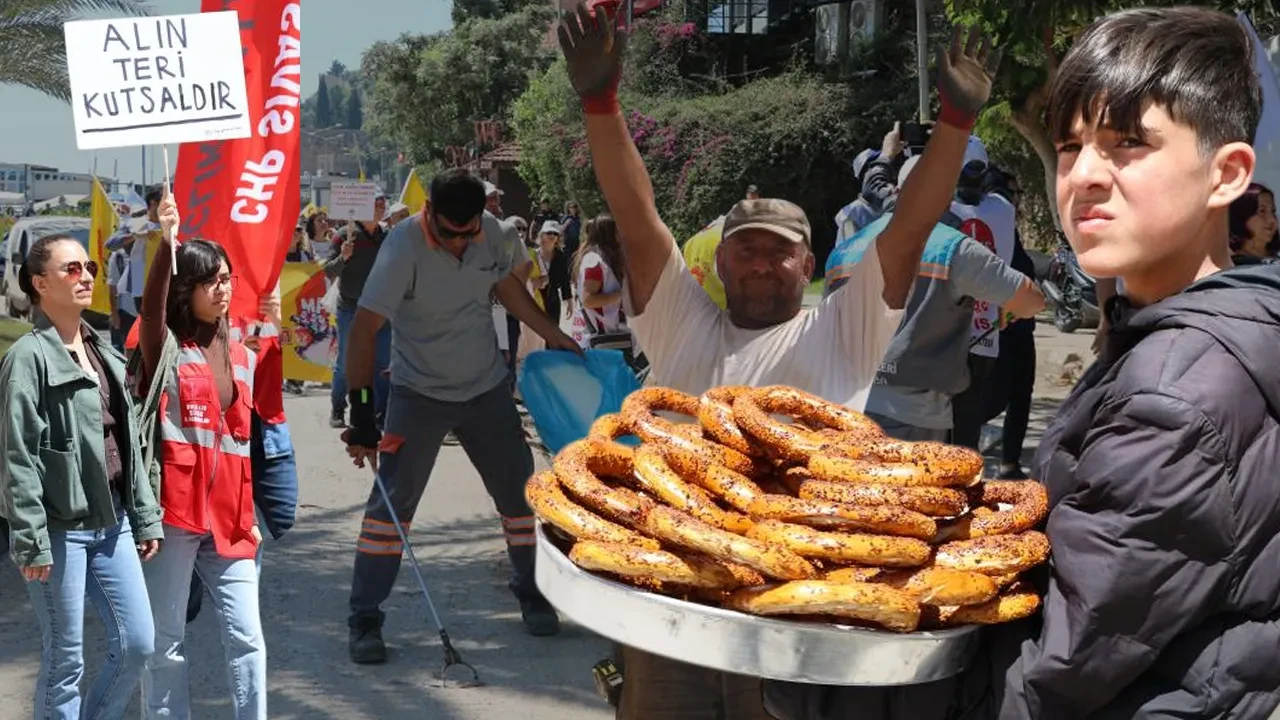 Halay çekenlerle pankartla yürüyenlerin yanında yine onlar dikkat çekti! 1 Mayıs'ı seyyar satıcının sözleri özetledi