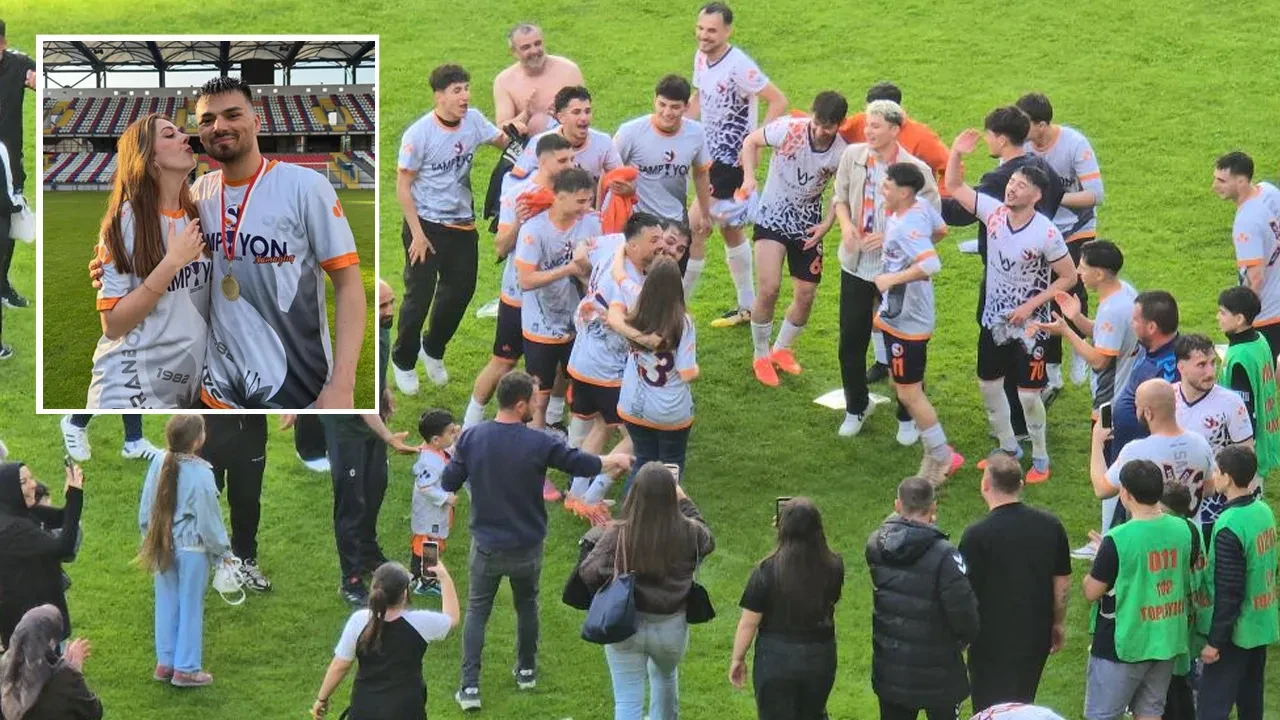 Safranboluspor'un şampiyon olduğu maça futbolcunun evlilik teklifi damga vurdu
