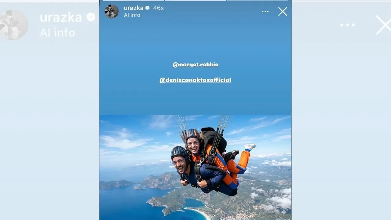 Uraz Kaygılaroğlu’ndan olay paylaşım! Deniz Can Aktaş ile Margot Robbie’yi paraşütle atlattı 