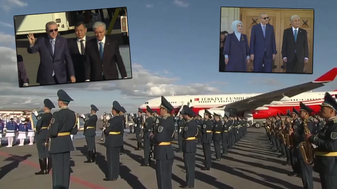 Cumhurbaşkanı Erdoğan'a Kazakistan'da görkemli karşılama