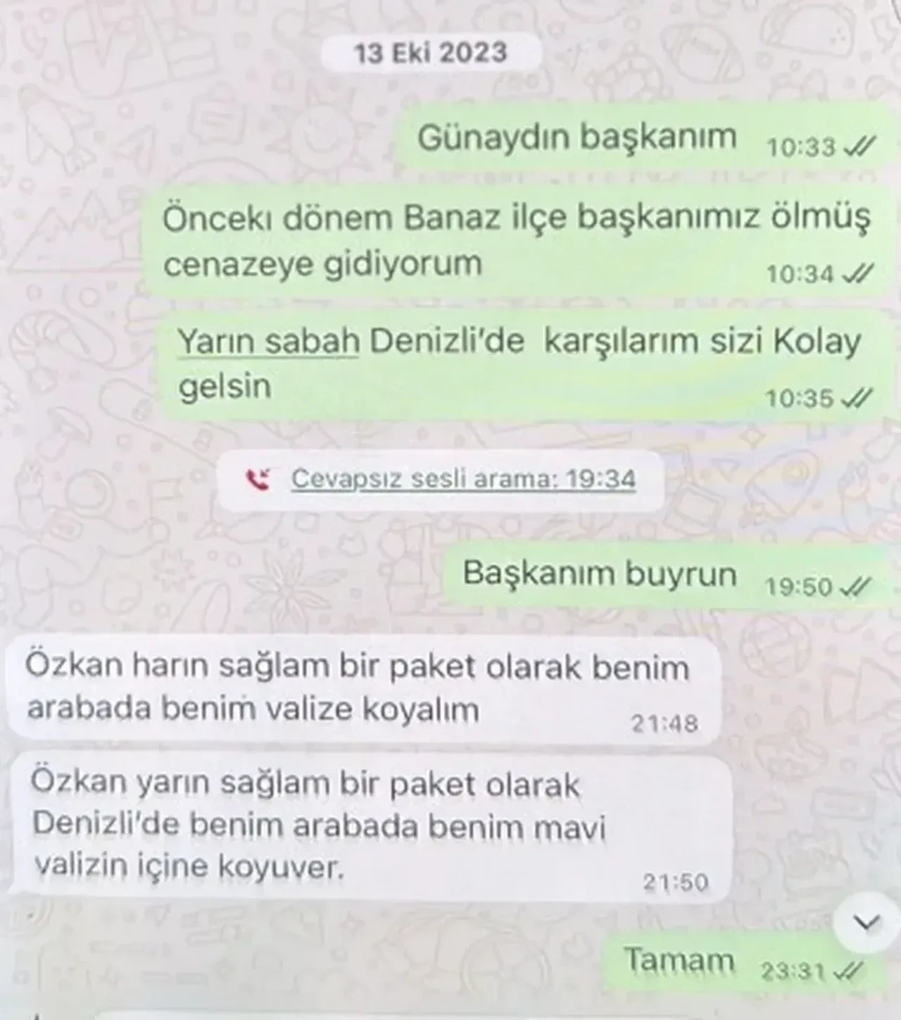 Özgür Özel'in Özkan Yalım'a attığı mesajlar ortaya çıktı: "Paketi mavi valizin içine koyuver"