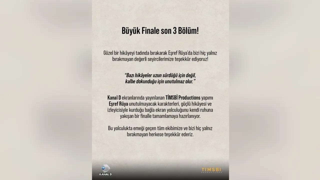 Eşref Rüya final ne zaman? Eşref Rüya neden bitiyor?