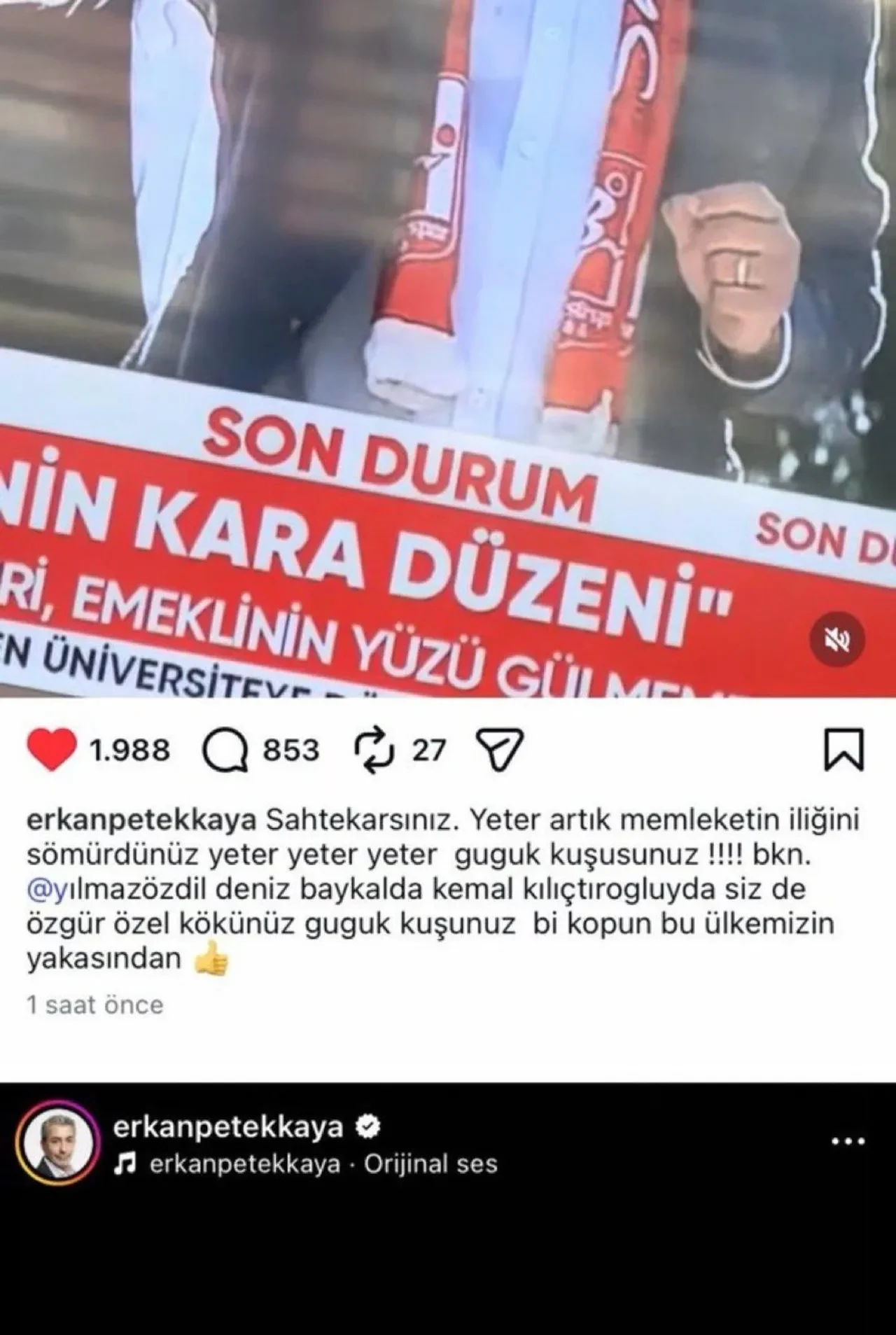 Erkan Petekkaya'dan Özgür Özel'e sert sözler! "Sahtekarsınız, Guguk Kuşusunuz" dedi, paylaşımı jet hızıyla sildi