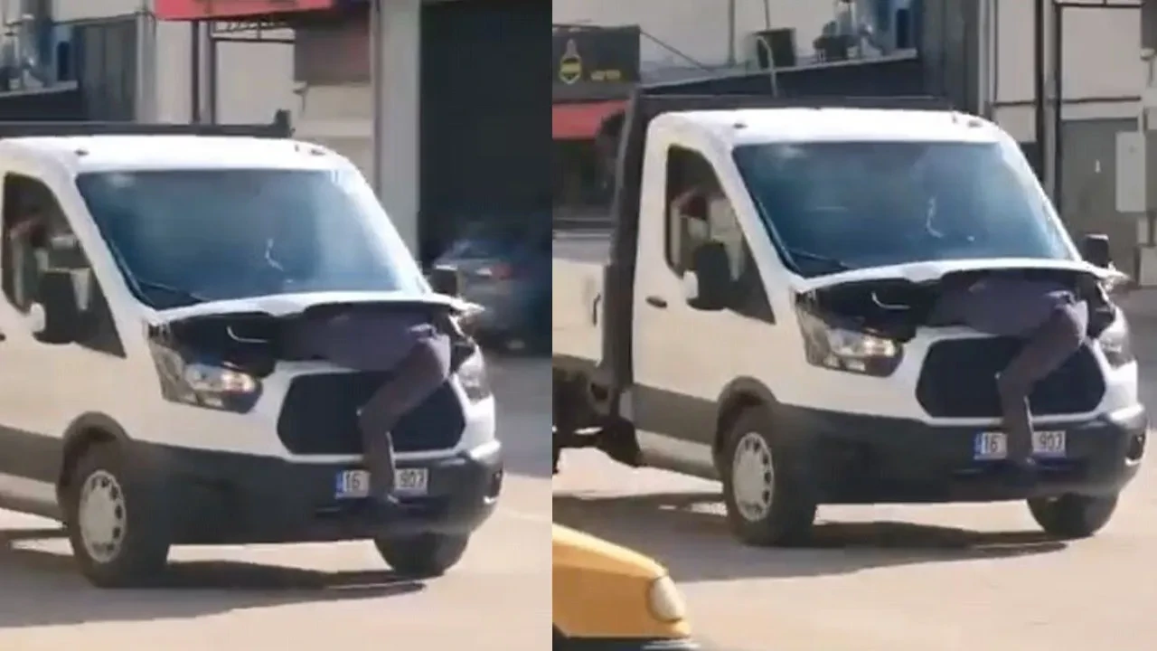 Seyir halindeki kamyonetin motor kısmına oturdu: Canını hiçe sayan tamircinin sebebi pes dedirtti