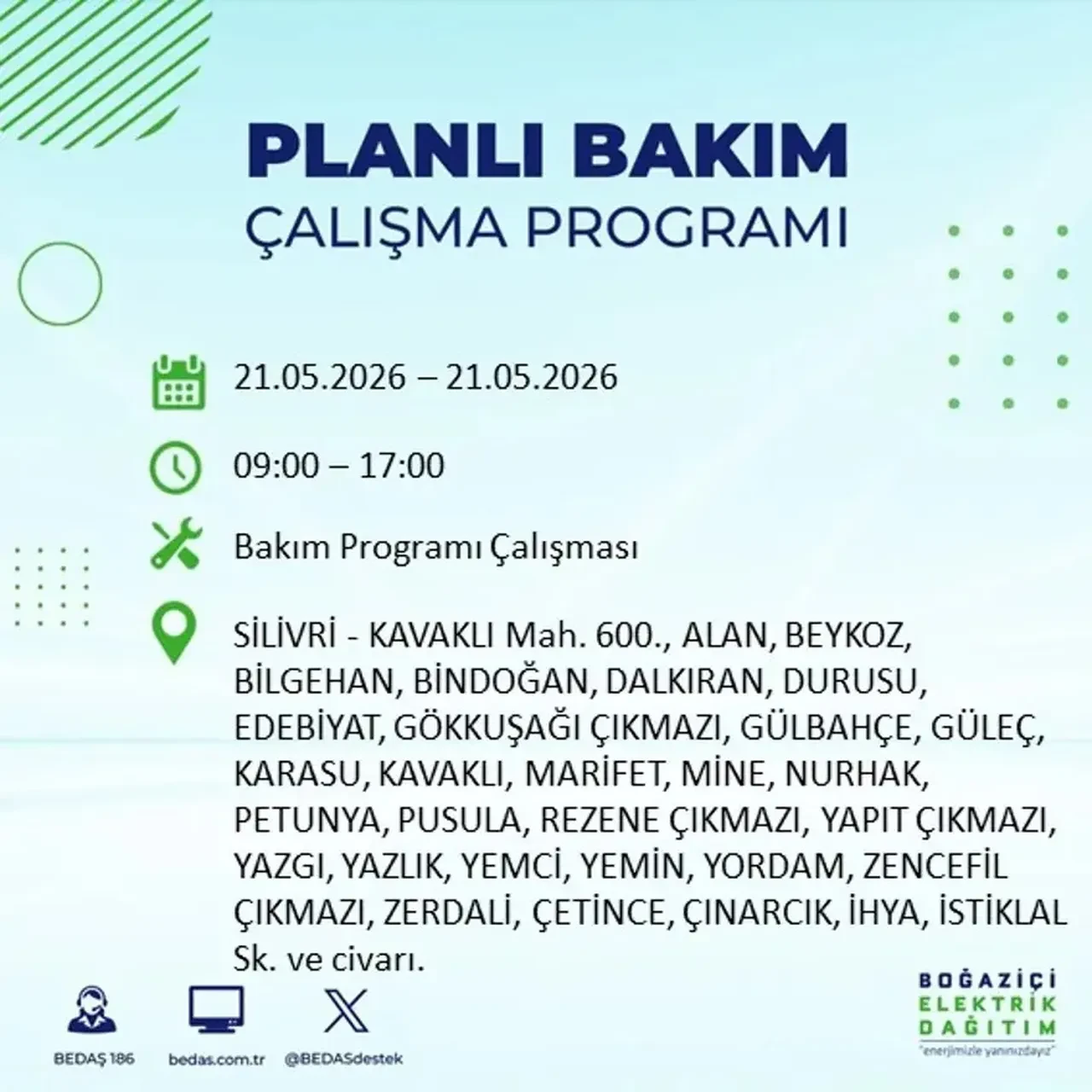 BEDAŞ İstanbulluları uyardı! Tam 21 ilçede elektrik kesintisi uygulanacak, saatler sürecek