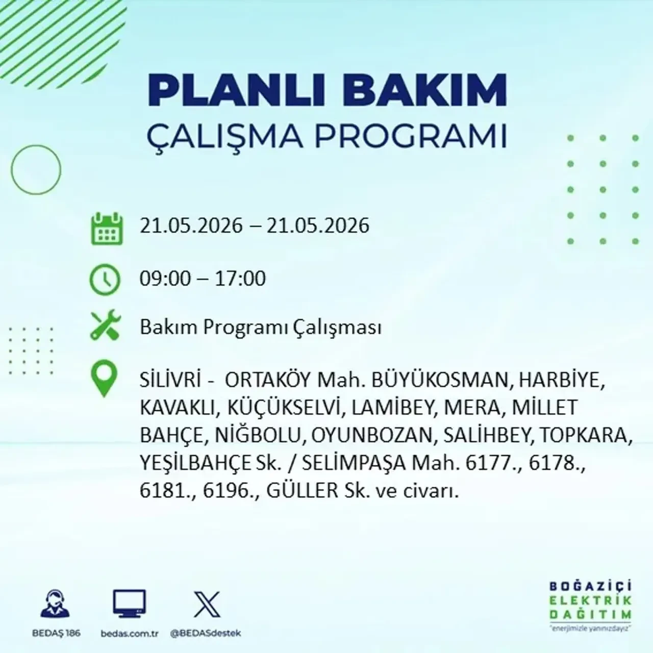 BEDAŞ İstanbulluları uyardı! Tam 21 ilçede elektrik kesintisi uygulanacak, saatler sürecek