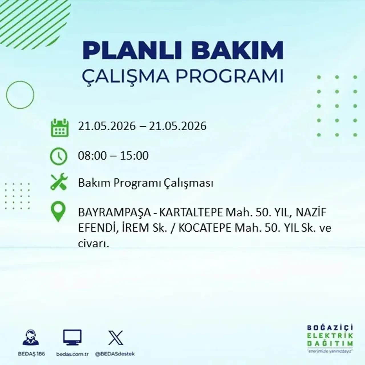 BEDAŞ İstanbulluları uyardı! Tam 21 ilçede elektrik kesintisi uygulanacak, saatler sürecek