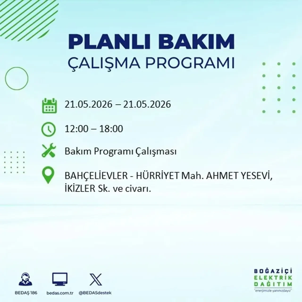 BEDAŞ İstanbulluları uyardı! Tam 21 ilçede elektrik kesintisi uygulanacak, saatler sürecek