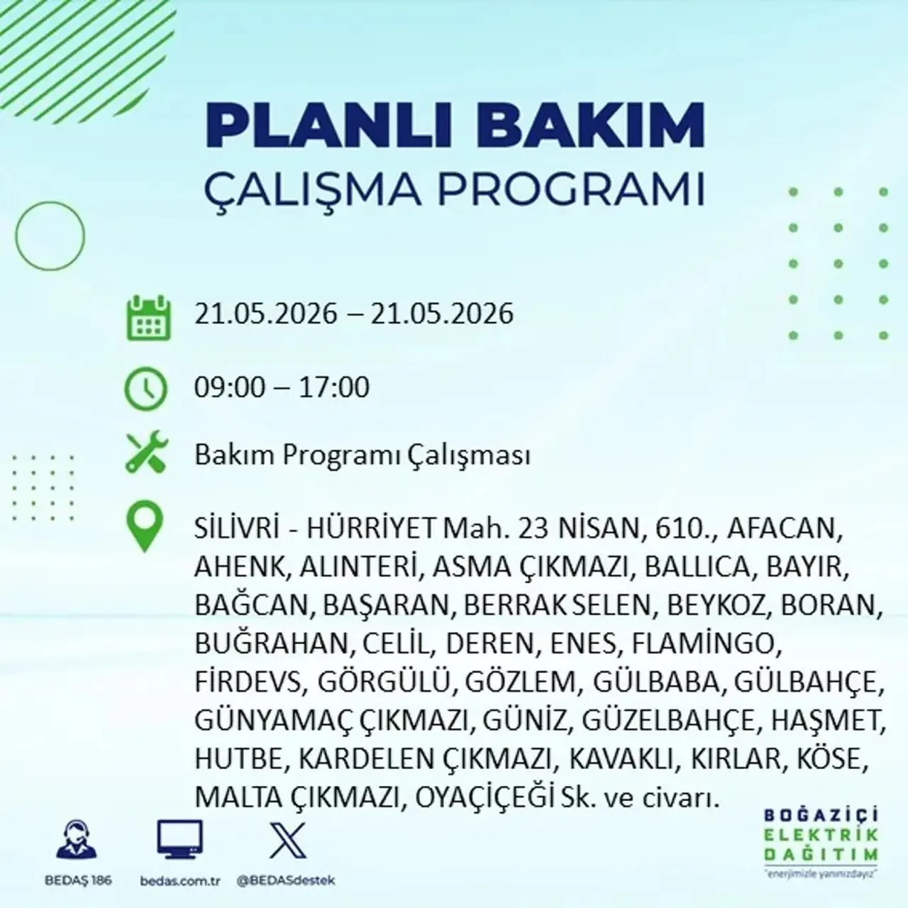 BEDAŞ İstanbulluları uyardı! Tam 21 ilçede elektrik kesintisi uygulanacak, saatler sürecek