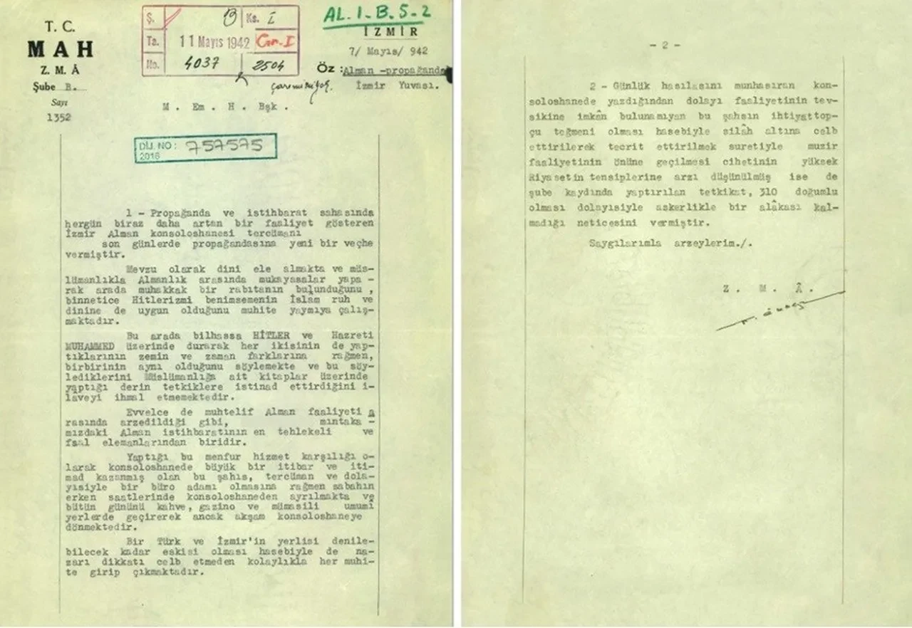 MİT arşivinden çıkan 84 yıllık sır! 1942 tarihli belgede Hitler propagandası detayı