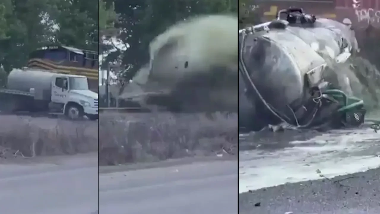 Tren, foseptik tankı taşıyan kamyona çarptı: Sürücü ağır yaralı