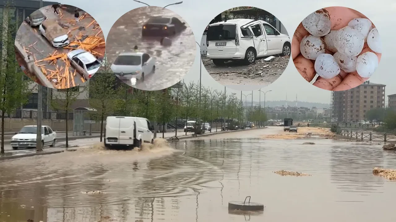 Gaziantep'i 'süper hücre' vurdu! Çatılar uçtu, ağaçlar söküldü, yollar göle döndü