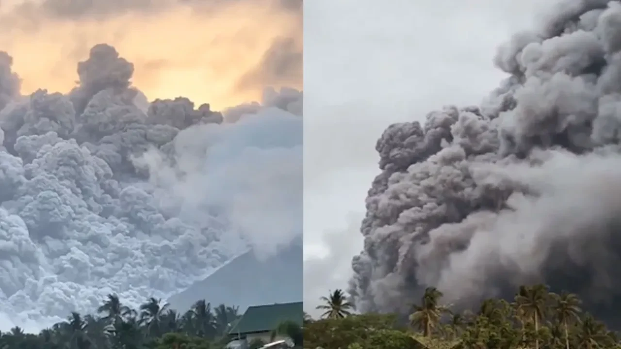 Mayon Volkanı patladı: Kül bulutları gökyüzünü sardı 