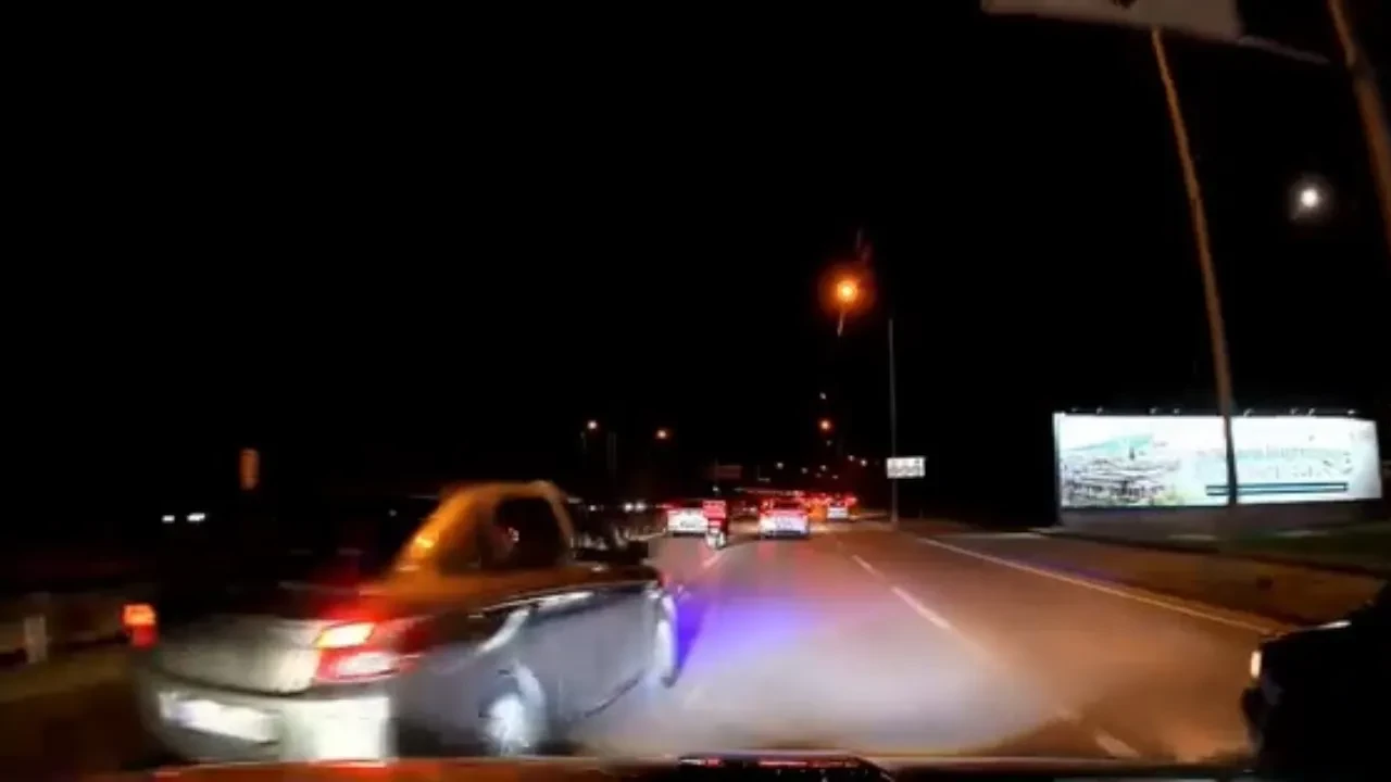 Maganda makas atarak ilerledi, trafiği tehlikeye attı