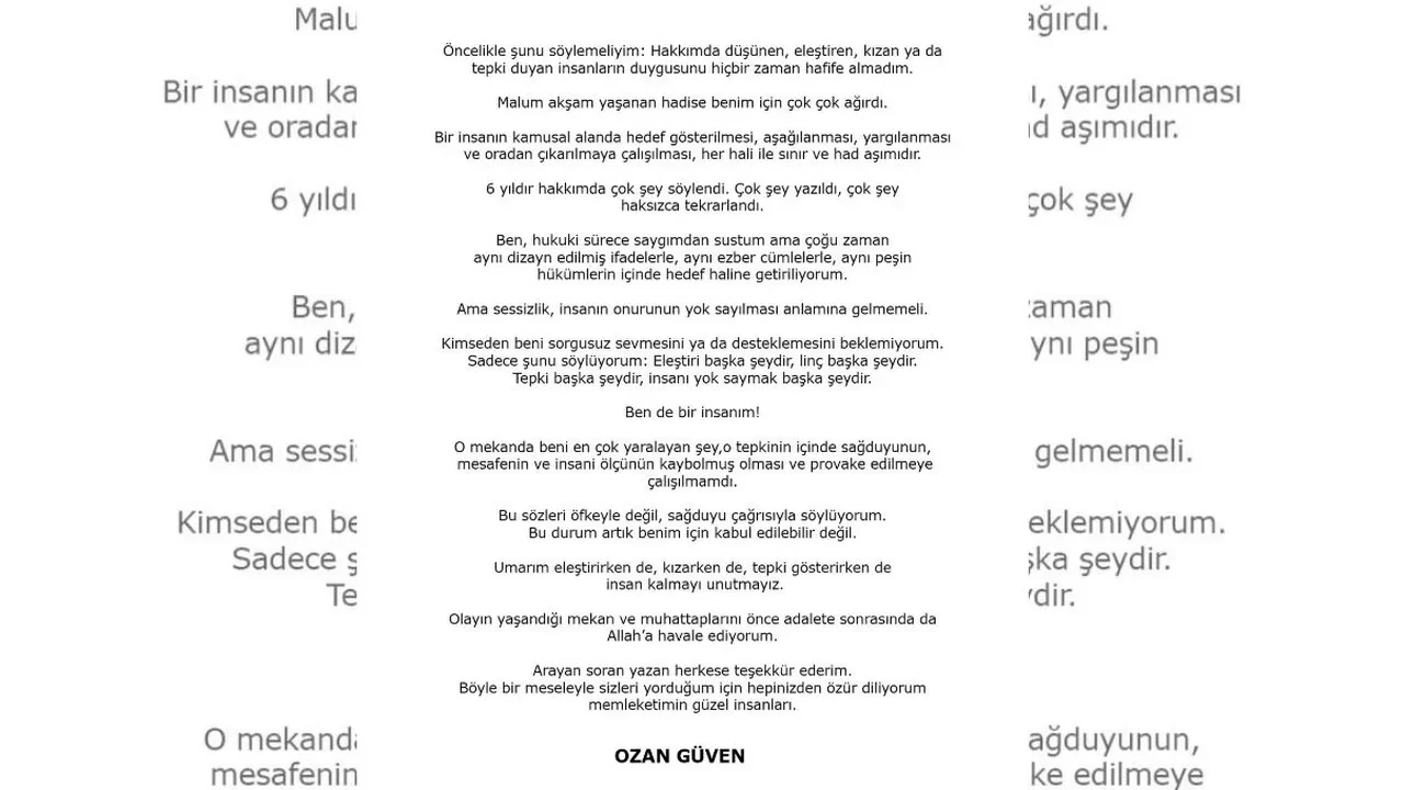 Ozan Güven sessizliğini bozdu! "Ben de bir insanım"