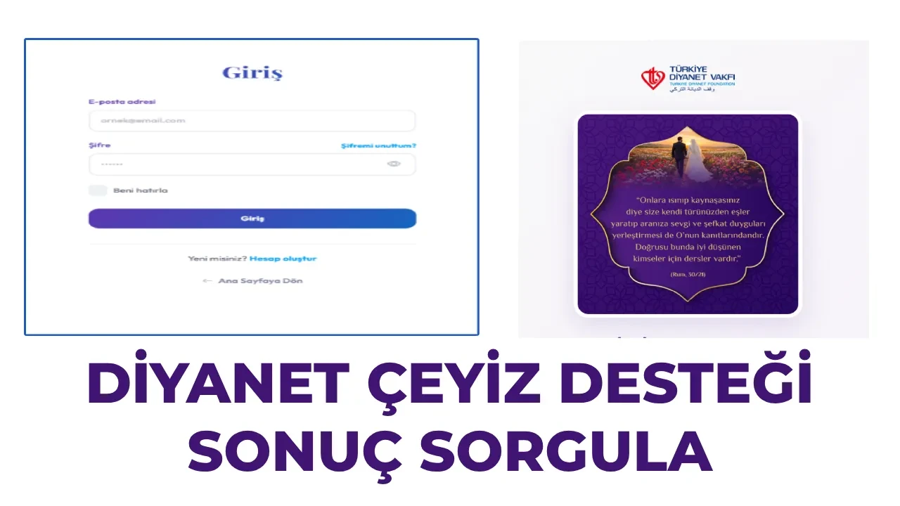 TDV Diyanet çeyiz yardımı sonuçları 2026 sorgulama tdv.org! Diyanet İki İnsan Bir Hayat 500 bin TL çeyiz desteği sonucu açıklandı mı?