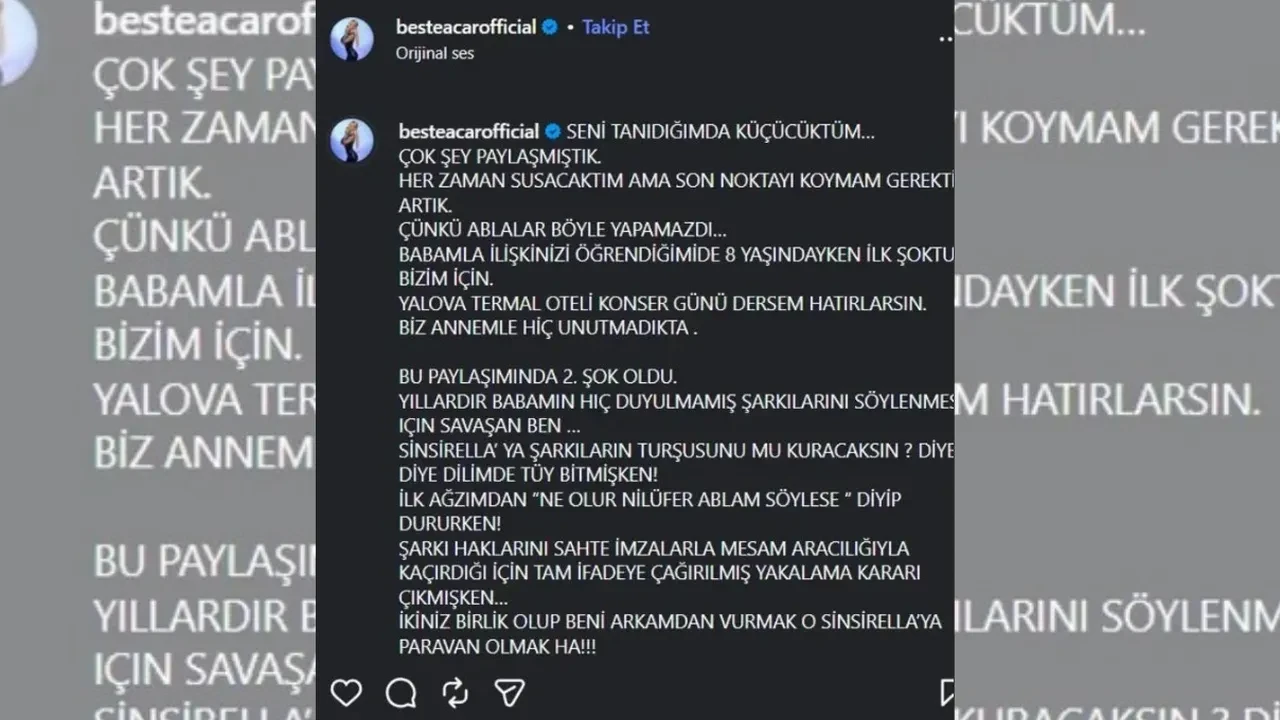 Kayahan’ın kızı Beste Açar Nilüfer ile ilgili ağır ithamlarda bulundu! Açtı ağzını yumdu gözünü dedirtti
