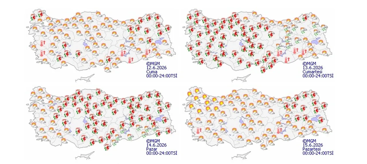 12 Haziran 2026 hava durumu | Meteoroloji illeri tek tek sıraladı! Kuvvetli sağanak 2 gün boyunca devam edecek
