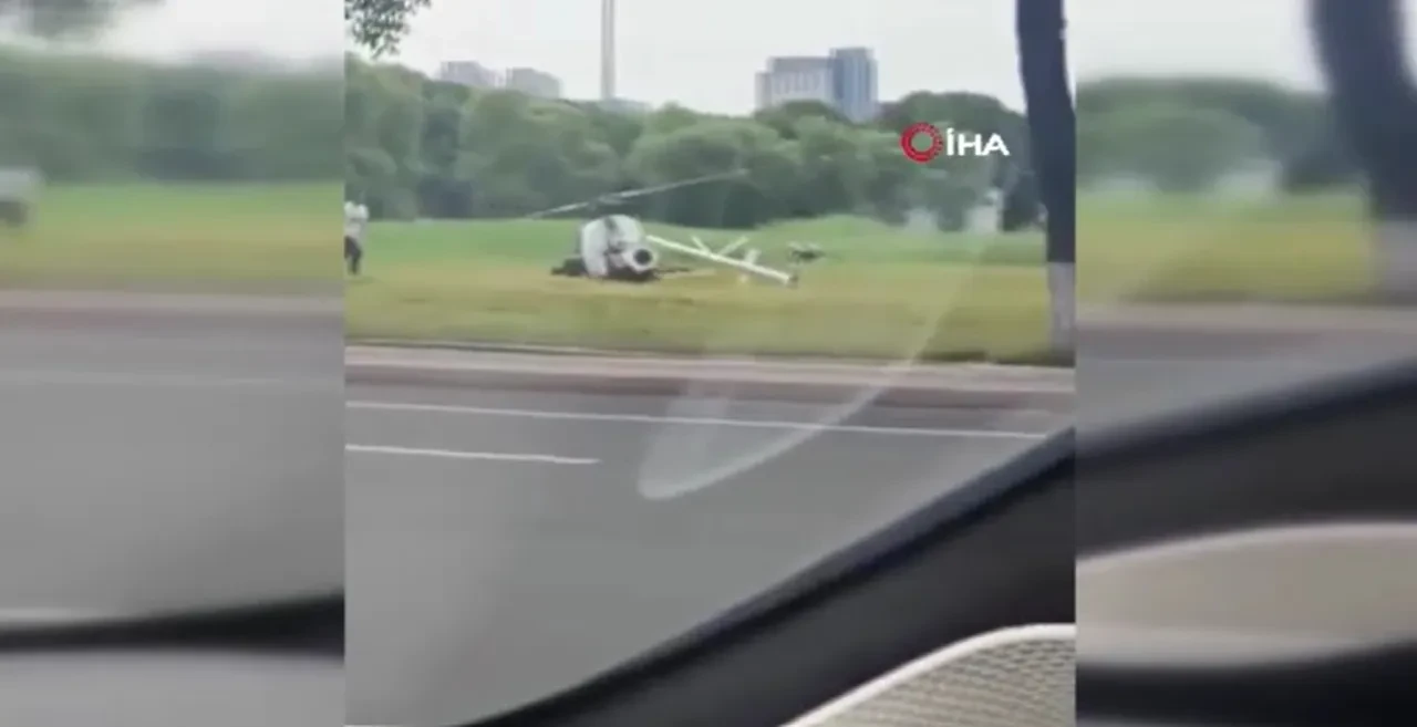 Çin'de helikopter kazası! Acil iniş yaptı, kontrolden çıktı