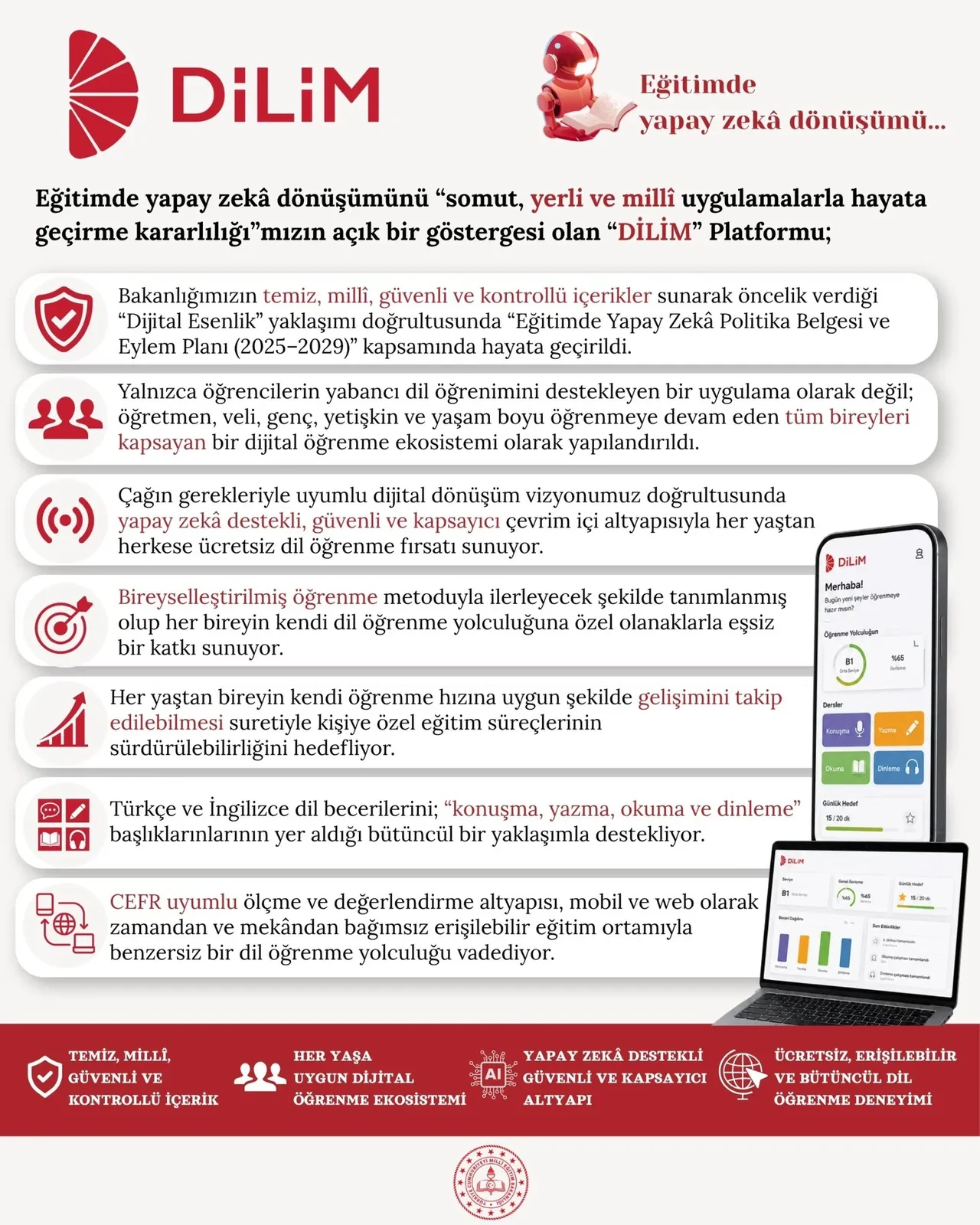 Milli Eğitim Bakanlığı, yapay zeka destekli DİLİM Platformunu tanıttı