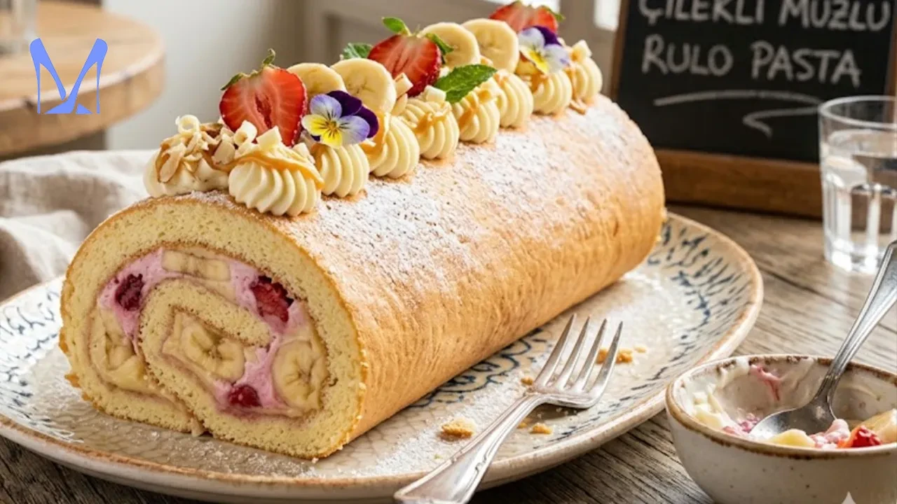 Asla kırılmayan tam ölçülü nefis çilekli muzlu rulo pasta tarifi! Herkes pastaneden aldığınızı zannedecek! Pastanecilerin sırrı buymuş