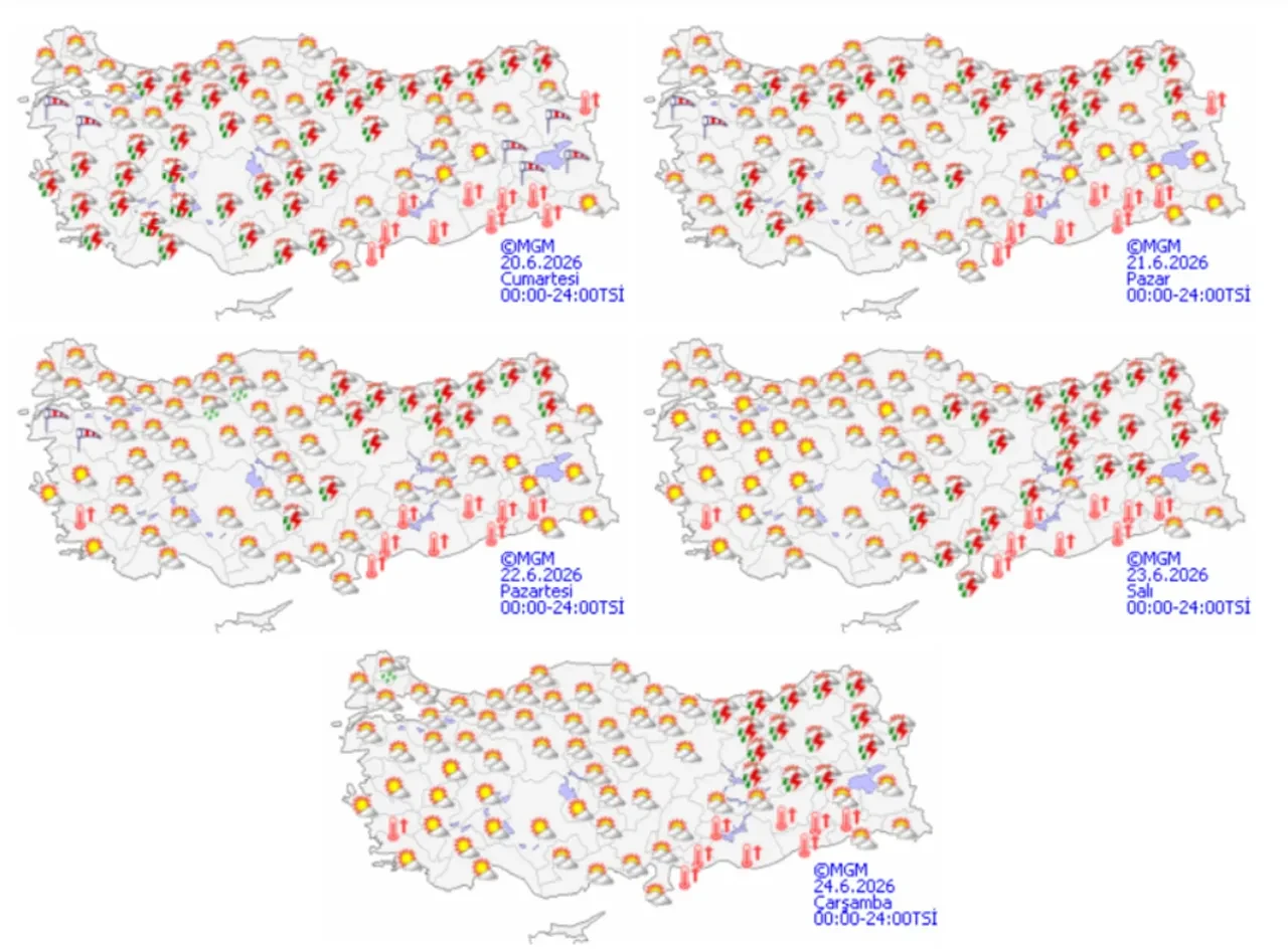 20 Haziran 2026 hava durumu | Meteoroloji’den hafta sonu alarmı: 5 il için sel riski, batı sıcaklıklar artıyor