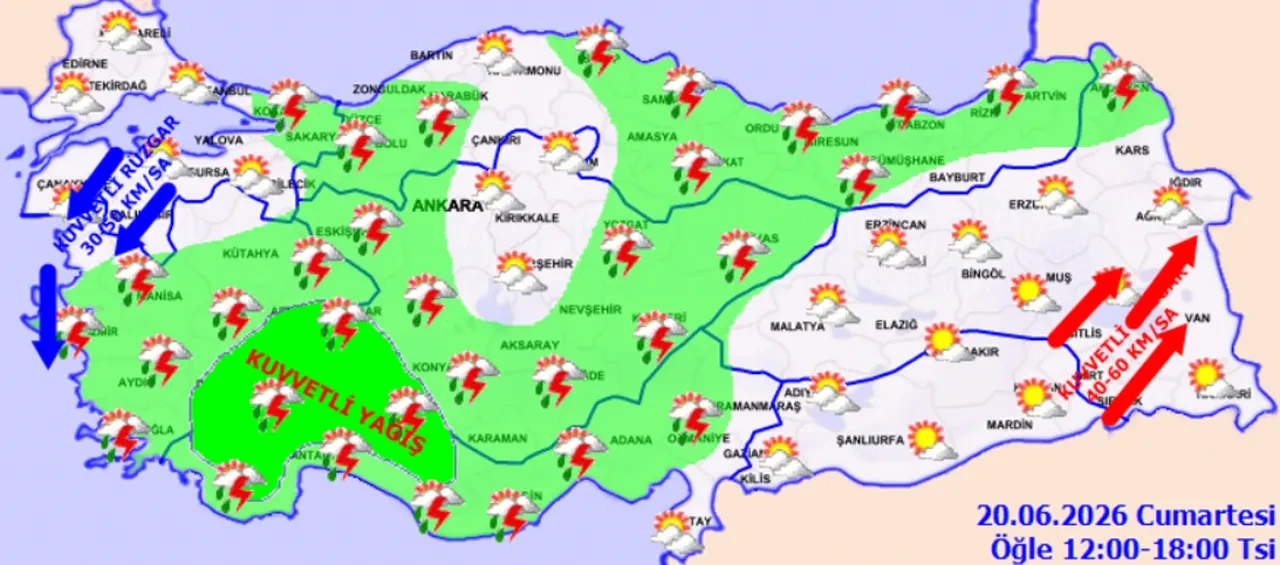 20 Haziran 2026 hava durumu | Meteoroloji’den hafta sonu alarmı: 5 il için sel riski, batı sıcaklıklar artıyor