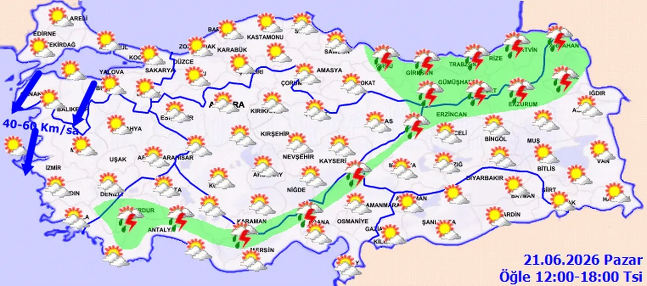 21 Haziran 2026 hava durumu | Meteoroloji 12 ili uyardı: Sağanak ve fırtınaya dikkat!