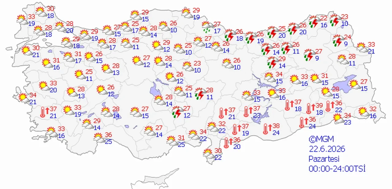 22 Haziran 2026 hava durumu | Meteoroloji tek tek uyardı: 14 ilde sağanak bastıracak