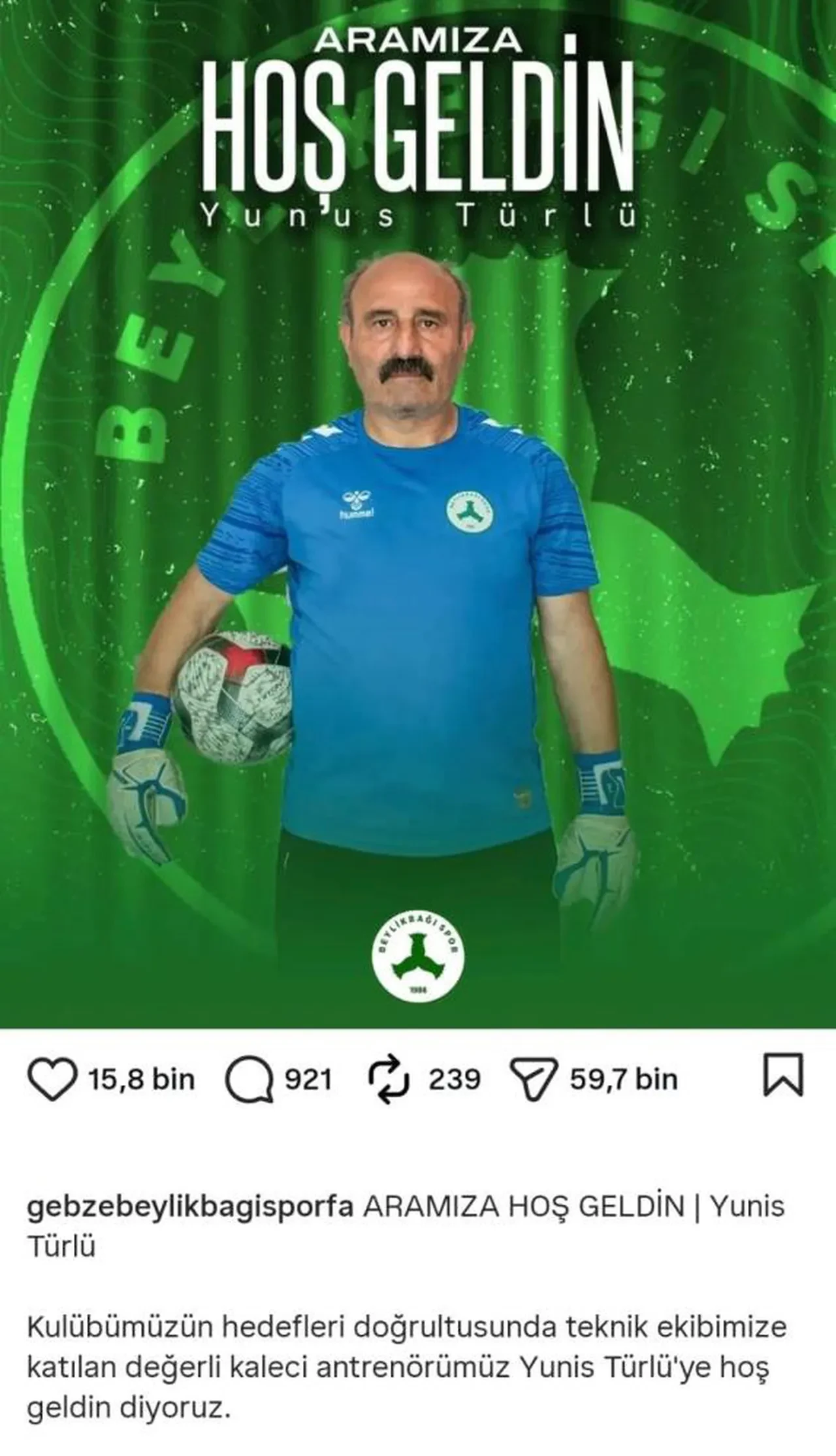 Gebze Beylikbağı Spor'un kaleci antrenörü transfer paylaşımı çok yanlış anlaşıldı! Kısa sürede meşhur oldu