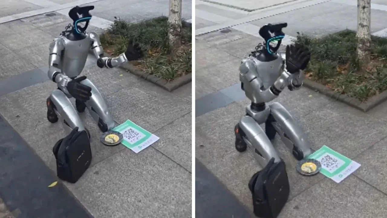 Robot dilenci görenleri şaşkına çevirdi! 'Elektrik faturamı ödeyin'