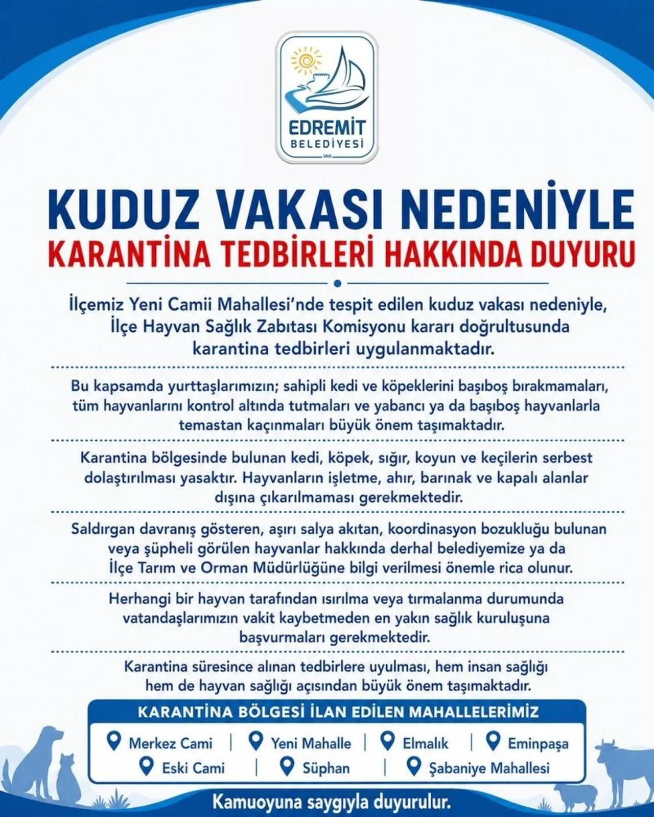 Van'da kuduz alarmı: 7 mahalle birden karantinaya alındı