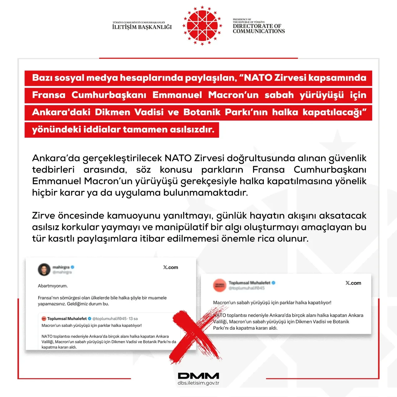 DMM'den 'Macron'un sabah koşusu için parklar halka kapatılacak' iddiasına cevap