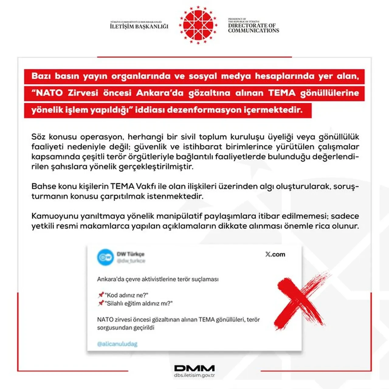 DMM'den 'NATO Zirvesi öncesi gözaltına alınan TEMA gönüllülerine işlem' iddiasına cevap