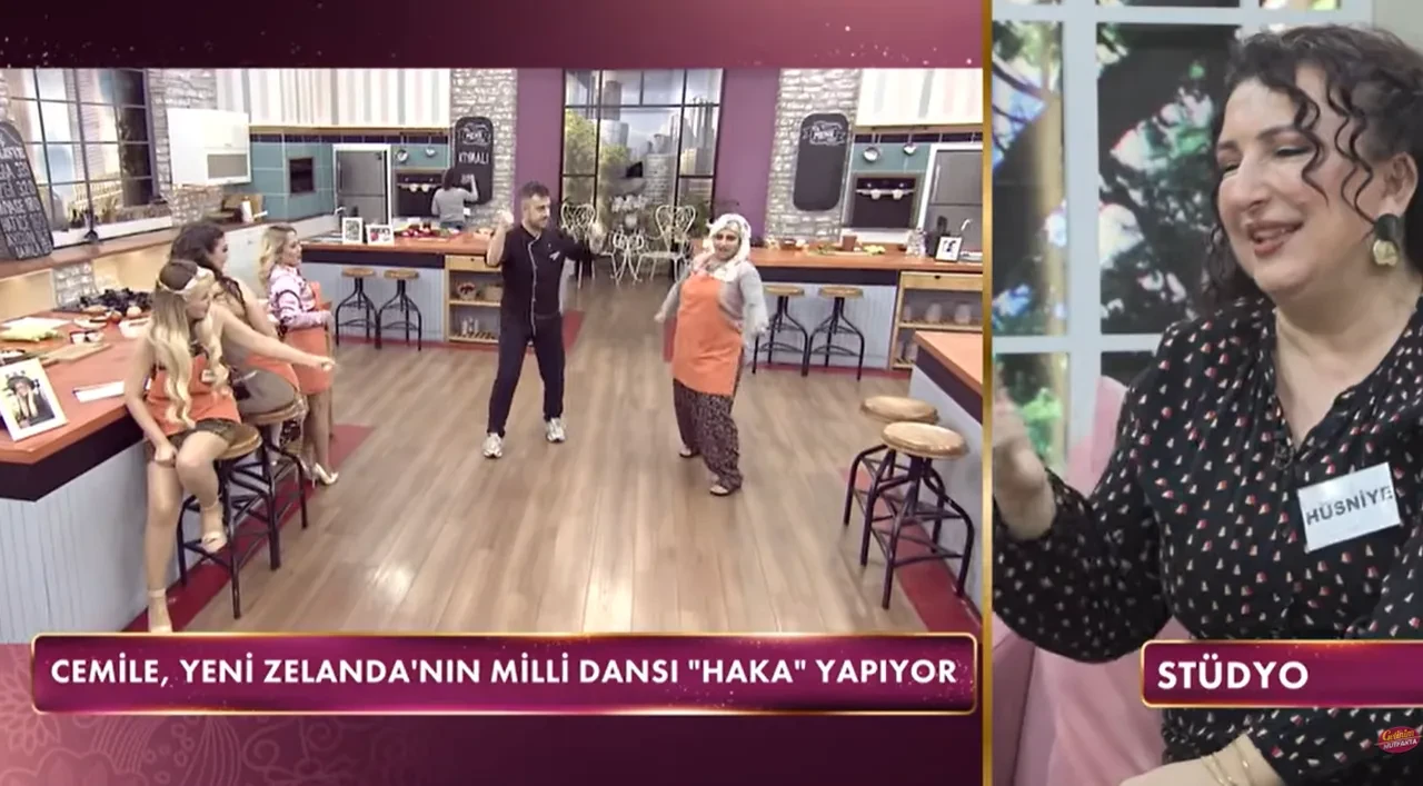 Gelinim Mutfakta Cemile'den gündem olan Haka dansı! Stüdyoda yaptığı şova beğeni yağıyor