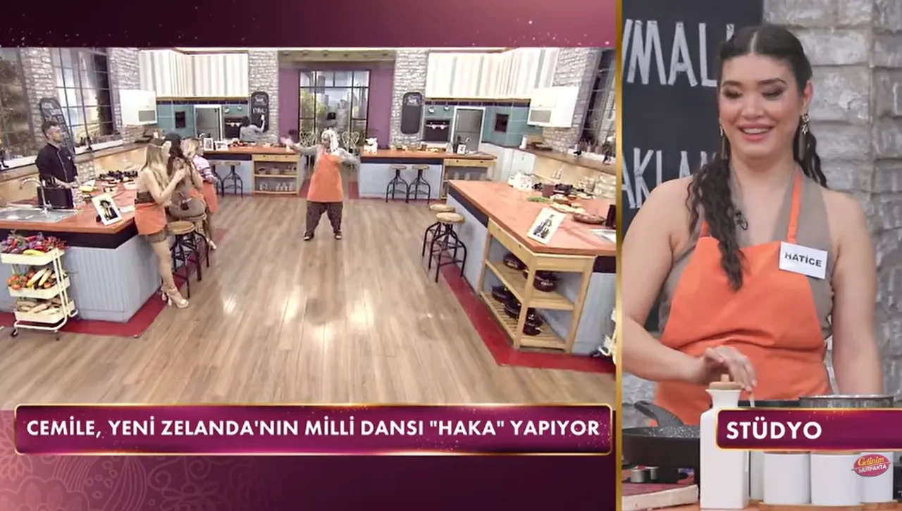 Gelinim Mutfakta Cemile'den gündem olan Haka dansı! Stüdyoda yaptığı şova beğeni yağıyor